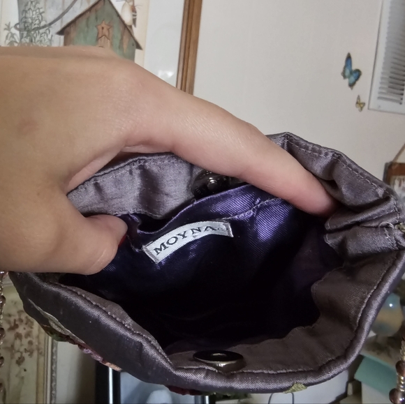 Moyna Purple Floral Embroidered Bag With Beaded Strap, Whimsy, Fairy - Picture 4 of 10